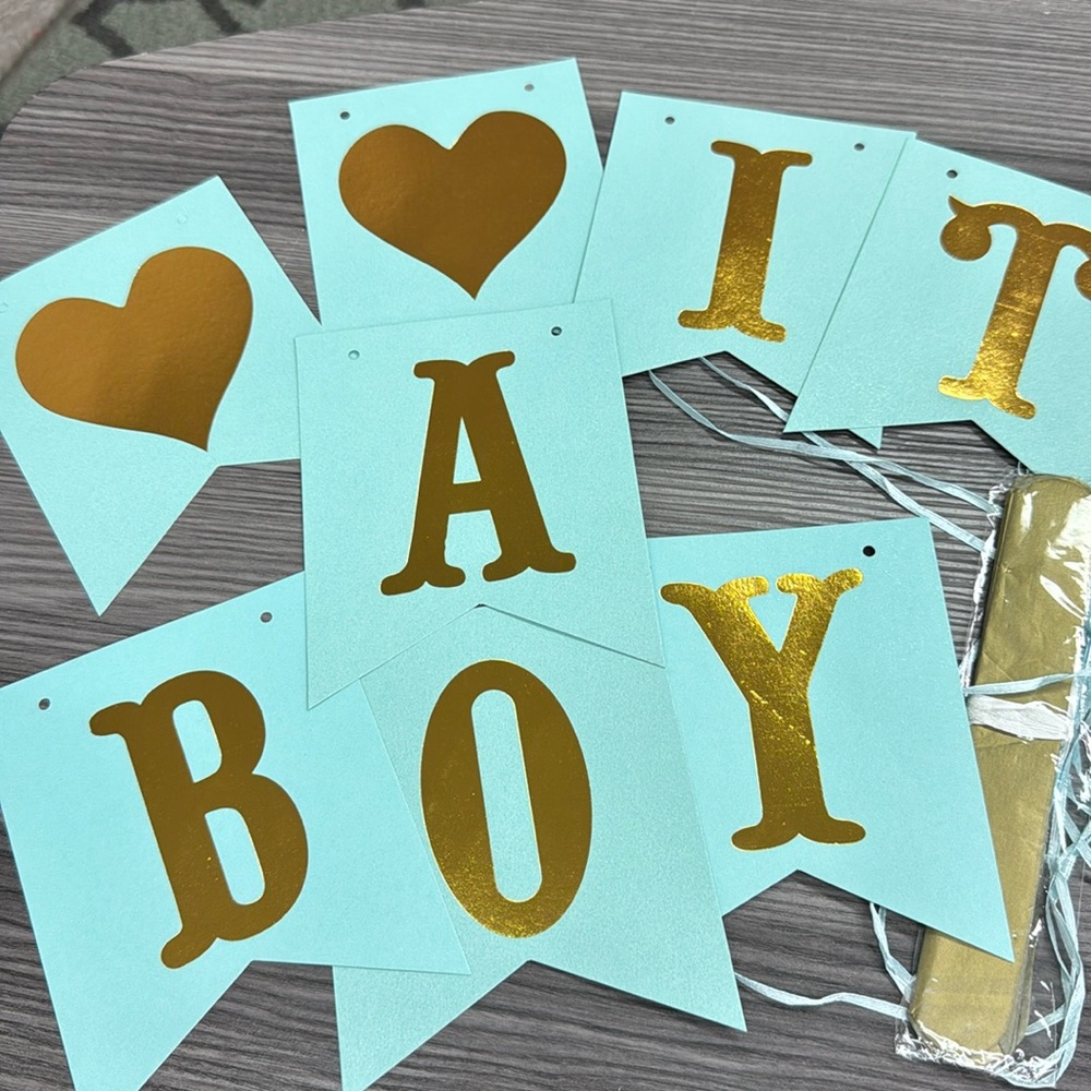 It’s a Boy party bundle banner Baby Shower banner 11 tissue paper flowers